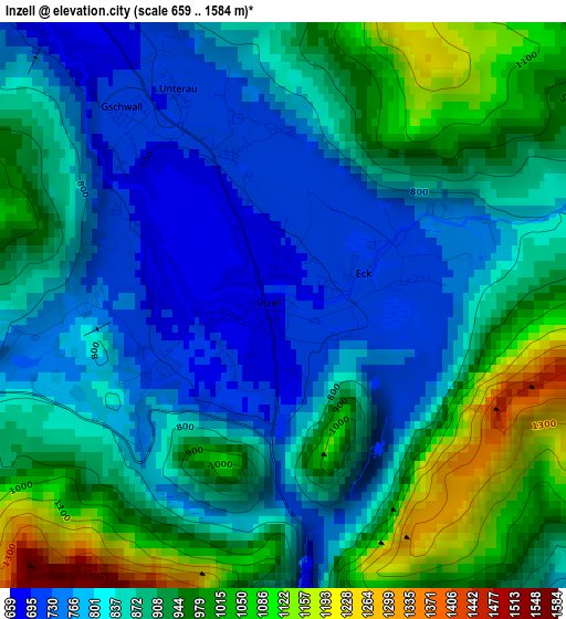 Inzell elevation map