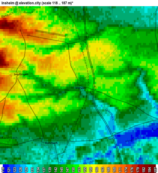 Insheim elevation map