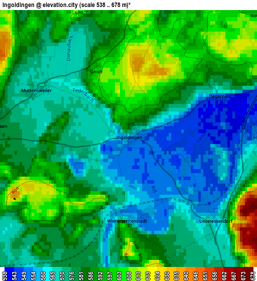 Ingoldingen elevation map