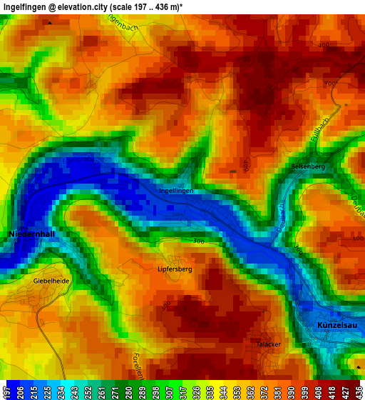 Ingelfingen elevation map