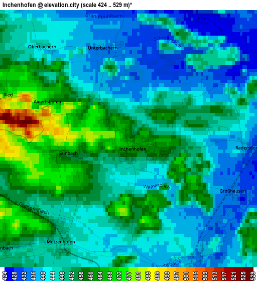 Inchenhofen elevation map