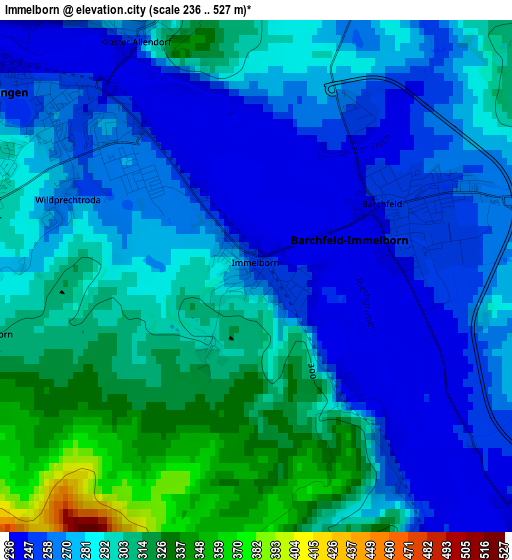 Immelborn elevation map