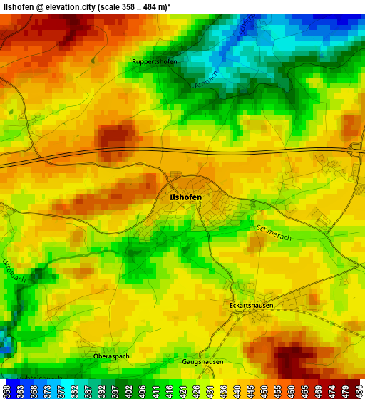 Ilshofen elevation map