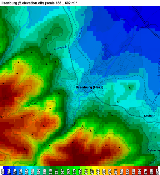 Ilsenburg elevation map