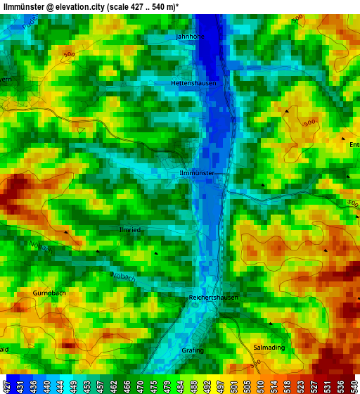 Ilmmünster elevation map