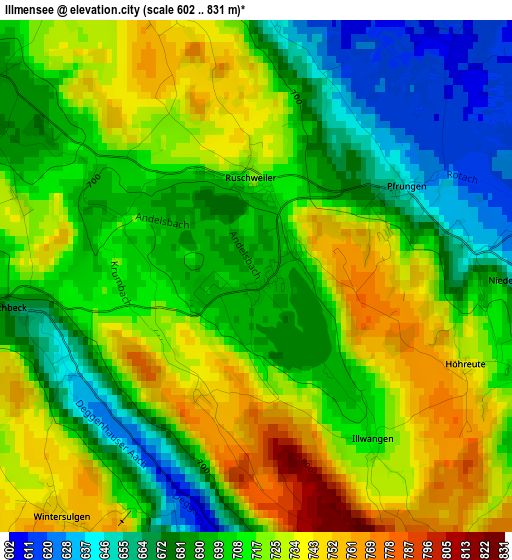 Illmensee elevation map