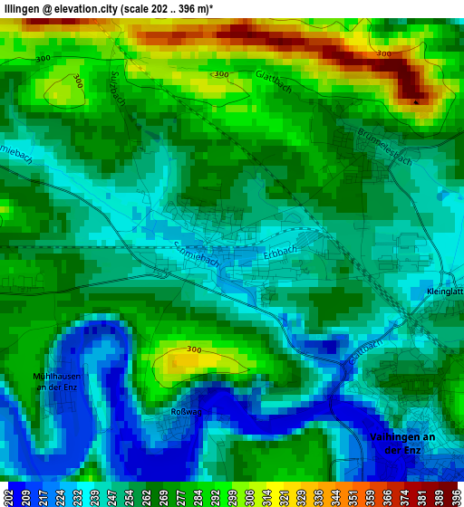 Illingen elevation map