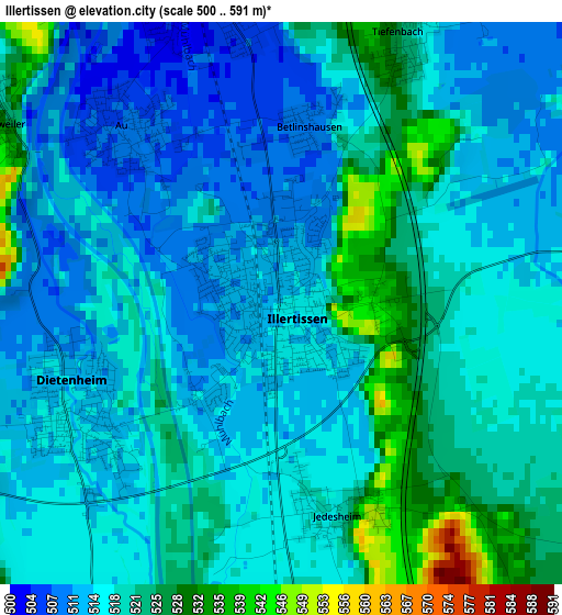 Illertissen elevation map