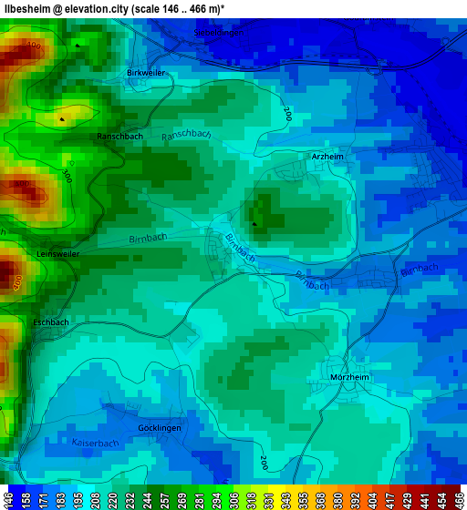 Ilbesheim elevation map