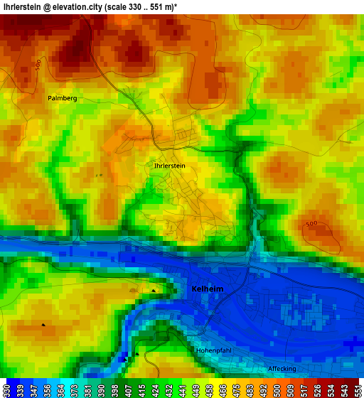 Ihrlerstein elevation map