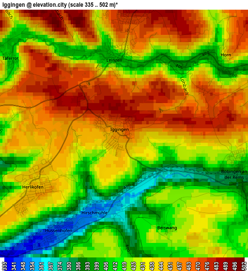 Iggingen elevation map