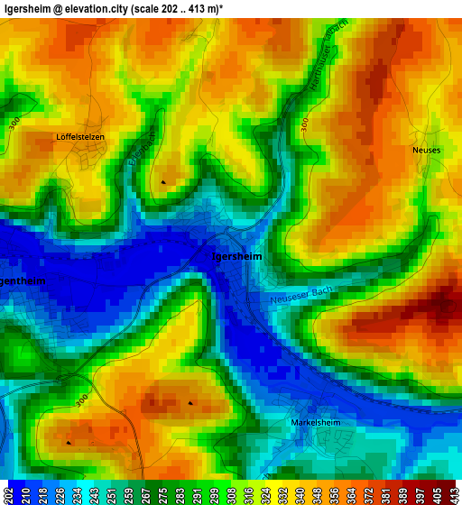 Igersheim elevation map