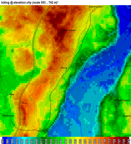 Icking elevation map