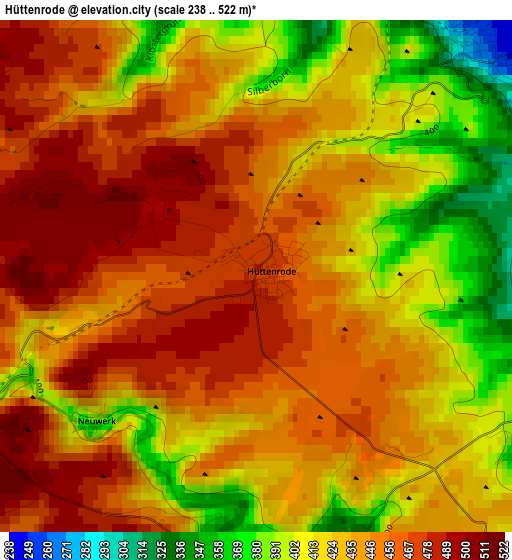 Hüttenrode elevation map