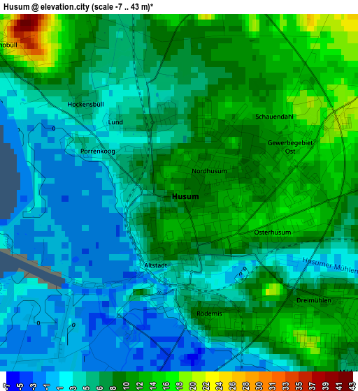 Husum elevation map