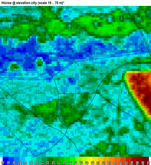 Hünxe elevation map