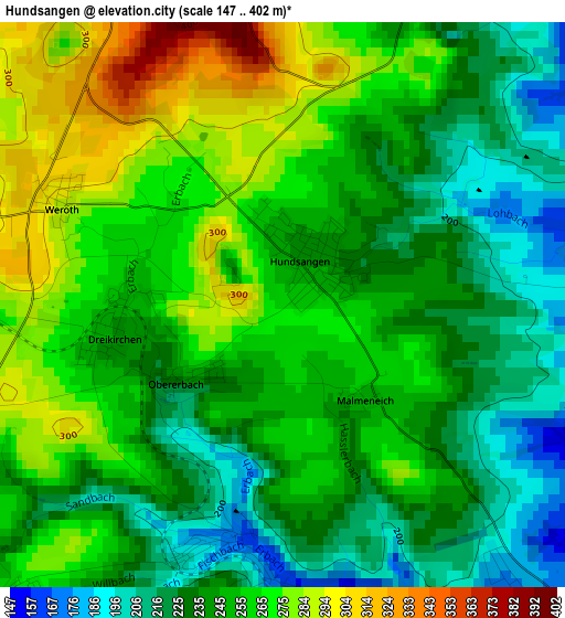 Hundsangen elevation map