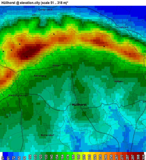 Hüllhorst elevation map