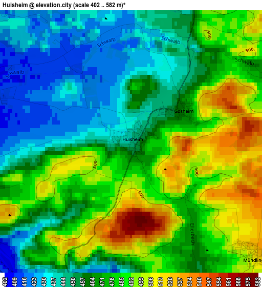 Huisheim elevation map