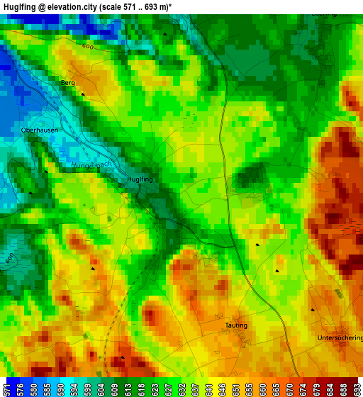 Huglfing elevation map