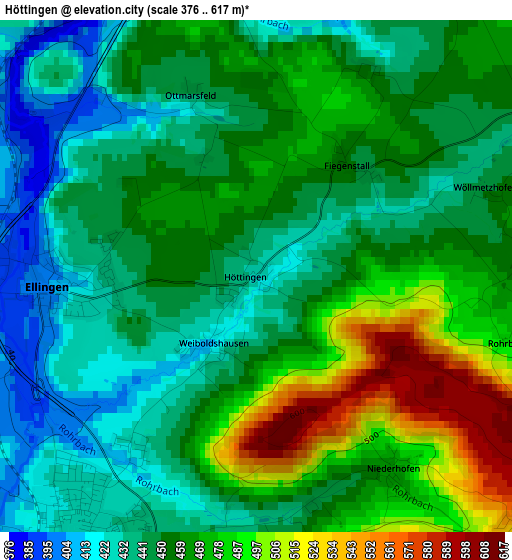 Höttingen elevation map