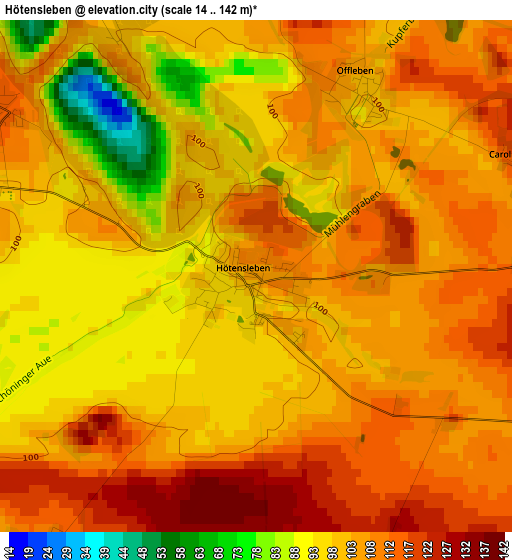 Hötensleben elevation map