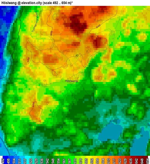 Höslwang elevation map