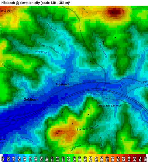 Hösbach elevation map