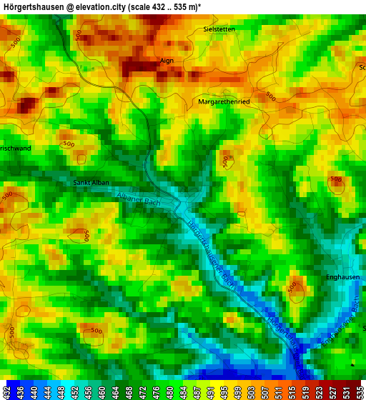 Hörgertshausen elevation map