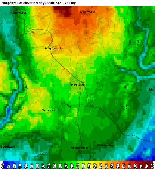 Horgenzell elevation map