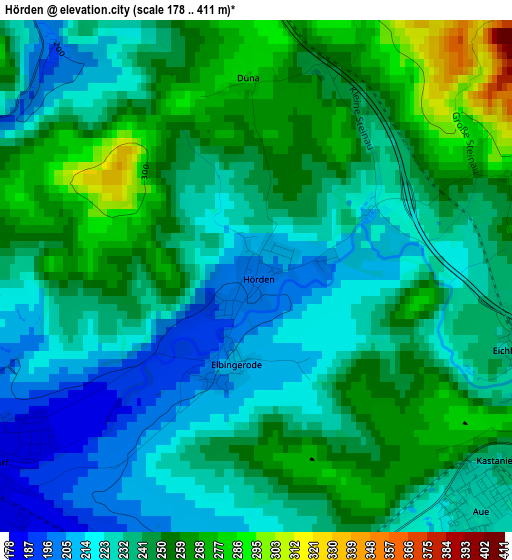 Hörden elevation map