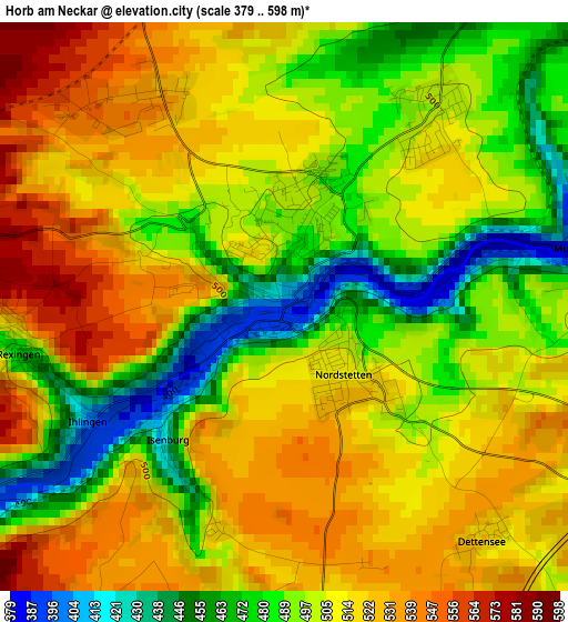 Horb am Neckar elevation map