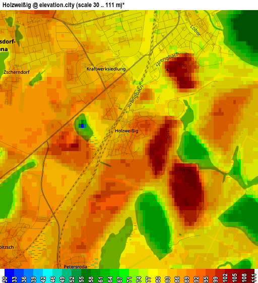 Holzweißig elevation map