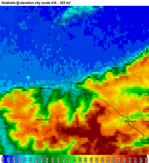 Holzheim elevation map