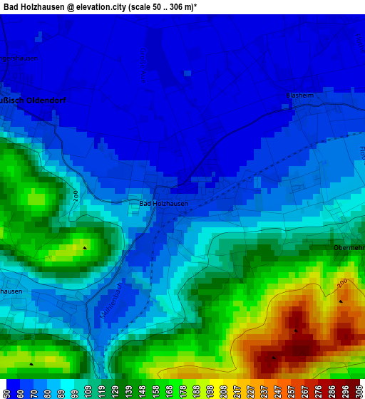 Bad Holzhausen elevation map