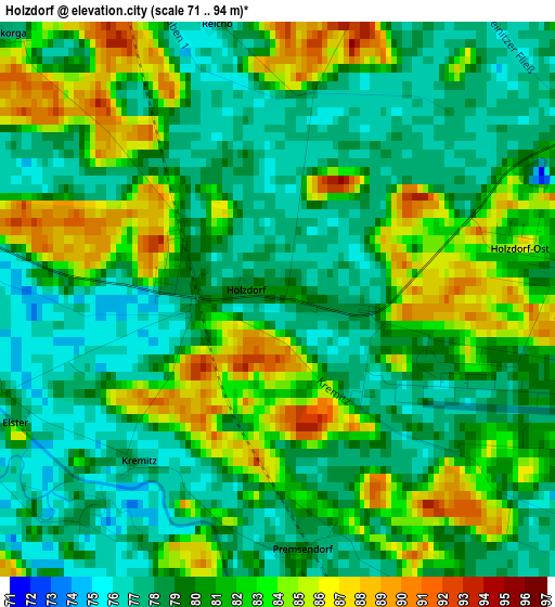 Holzdorf elevation map