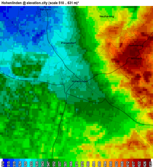 Hohenlinden elevation map