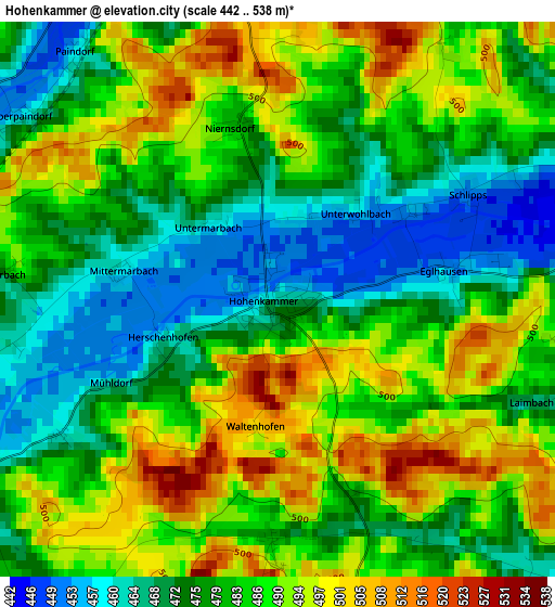 Hohenkammer elevation map