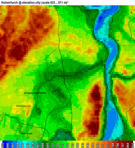 Hohenfurch elevation map