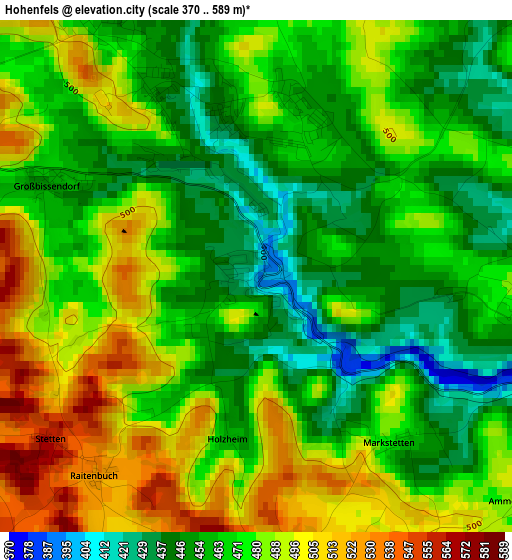 Hohenfels elevation map