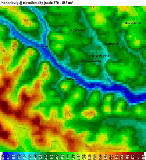 Hohenburg elevation map