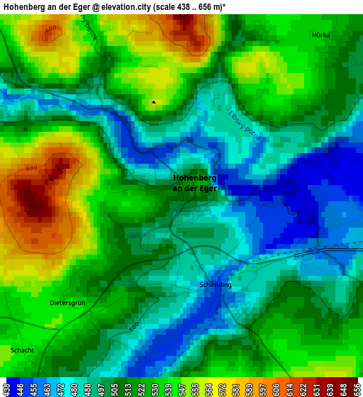 Hohenberg an der Eger elevation map