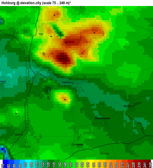 Hohburg elevation map