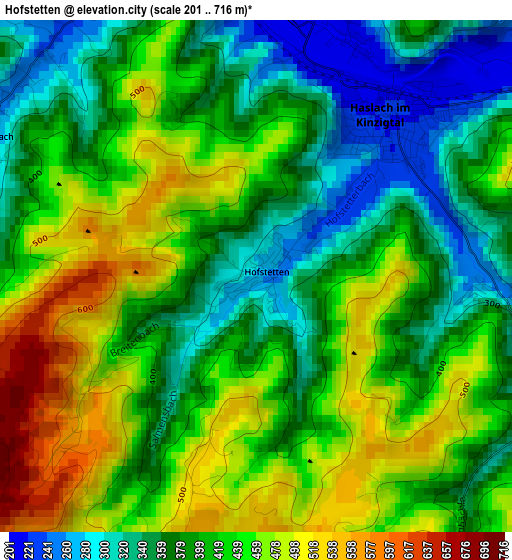 Hofstetten elevation map