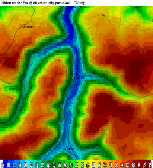 Höfen an der Enz elevation map