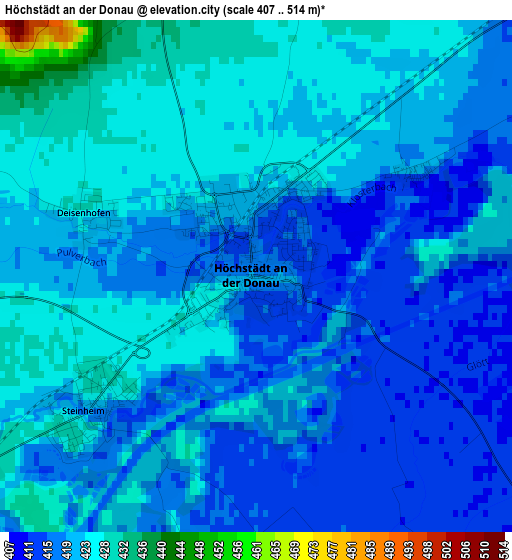 Höchstädt an der Donau elevation map