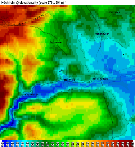 Höchheim elevation map