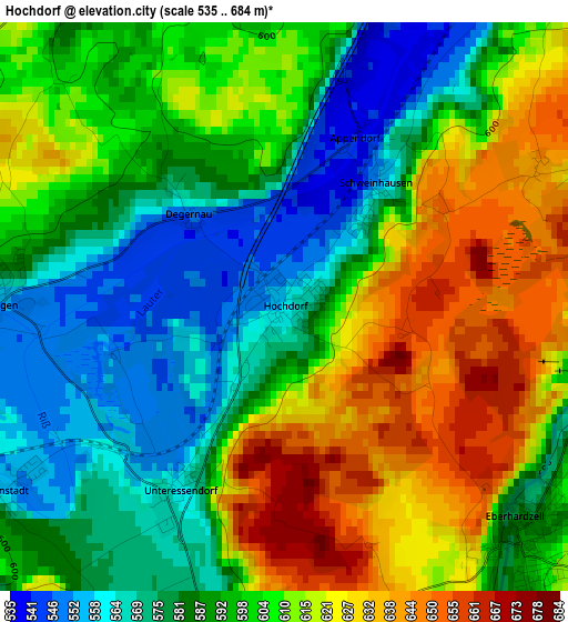 Hochdorf elevation map