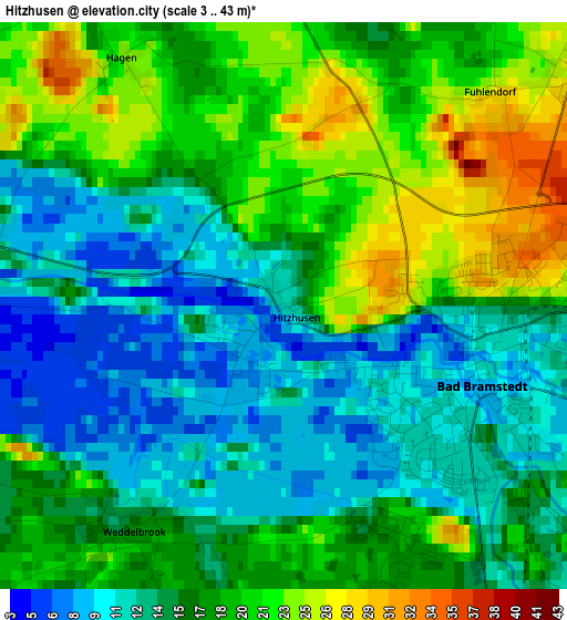 Hitzhusen elevation map