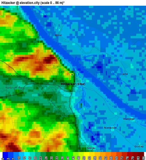 Hitzacker elevation map